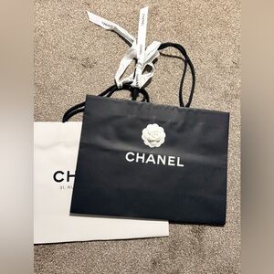 CHANEL Black and White Shopping Bags